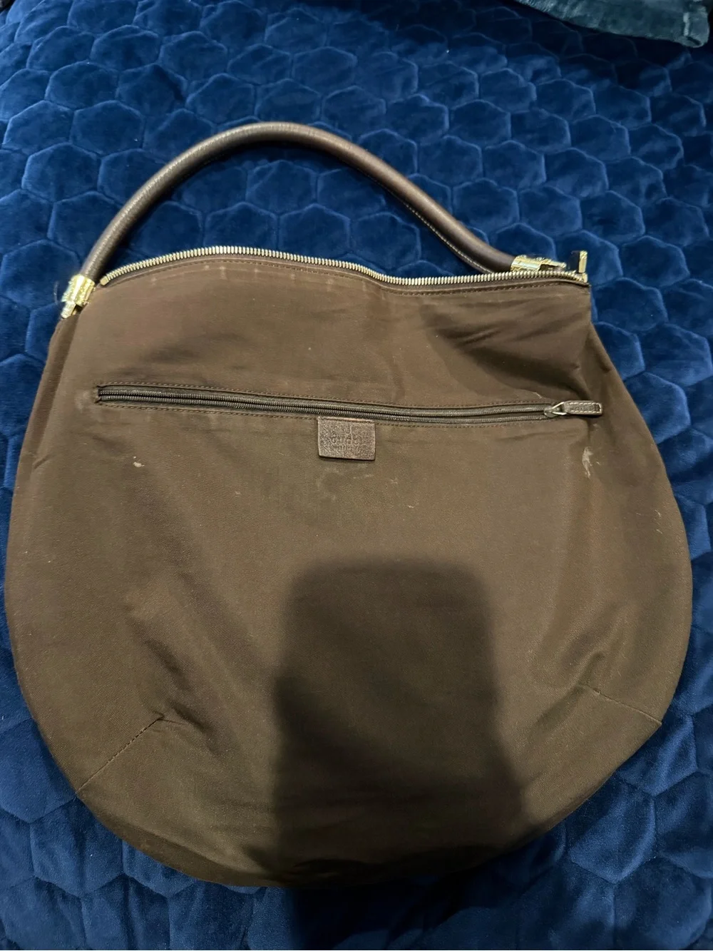 Gucci Beige Monogram Canvas Shoulder Bag with Brown Trim